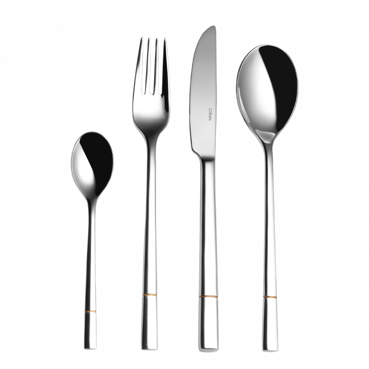 Besteckset  24 tlg. - Luxus Rille Teilvergoldet