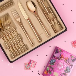 Besteckset 16-tlg.  - Living PVD Champagne poliert Laser Glamour Love