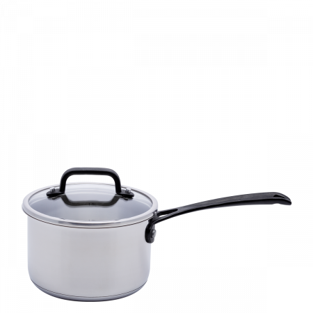 Stielkasserolle 18 x 8.5 cm, 2.1 lt mit Glasdeckel Orion GAYA Inox mit Profigriffen