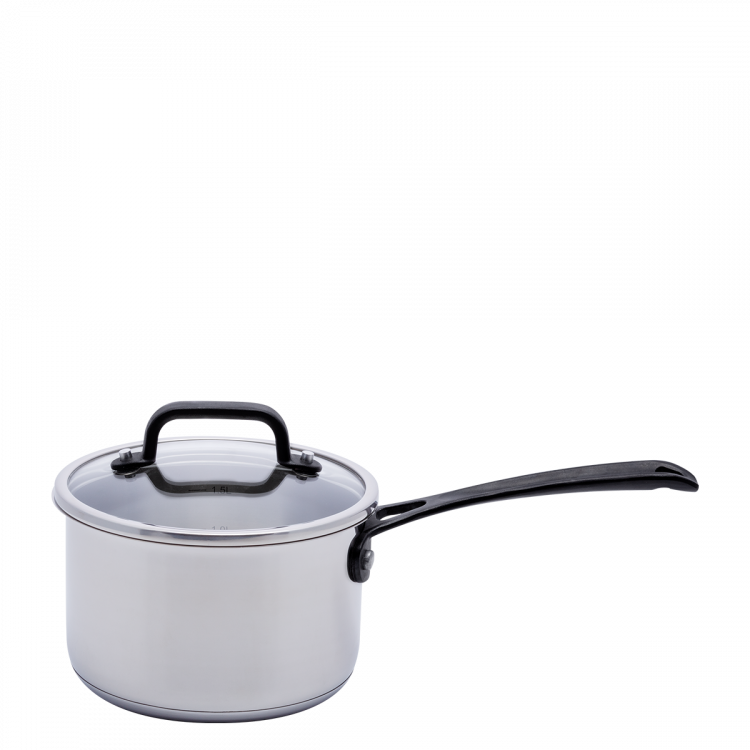 Stielkasserolle 18 x 8.5 cm, 2.1 lt mit Glasdeckel Orion GAYA Inox mit Profigriffen