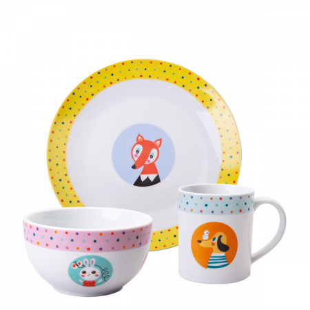 Animals Kinder Porzellan-Set 3-tlg. KIDS WORLD