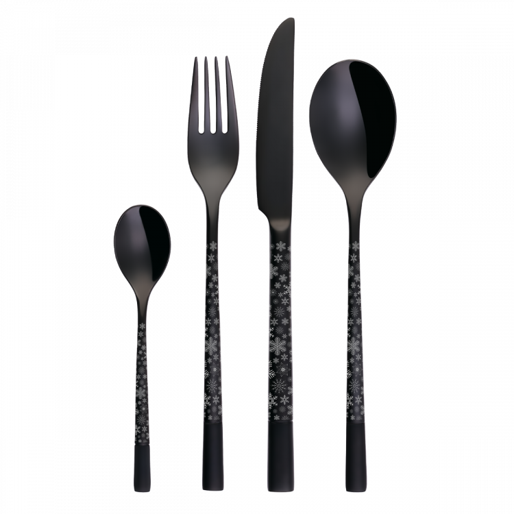 Besteckset 4-tlg. - Luxus Schwarz Laser Snow