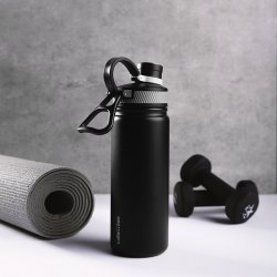 Thermo-Trinkflasche CNS Doppelwand 650 ml schwarz matt