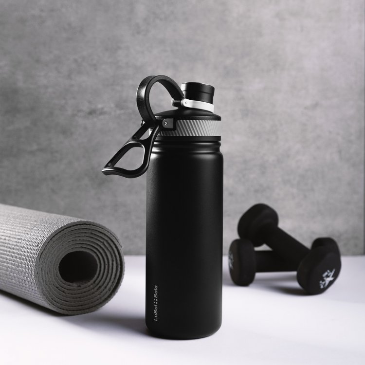 Thermo-Trinkflasche CNS Doppelwand 650 ml schwarz matt