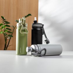 Thermo-Trinkflasche CNS Doppelwand 650 ml schwarz matt