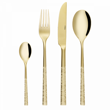 Besteckset 16-tlg.  - Living PVD Champagne poliert Laser Glamour Love