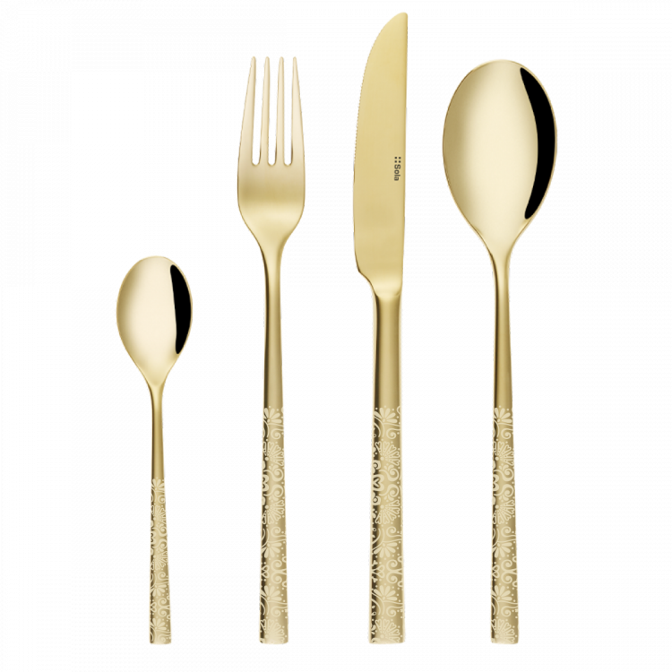 Besteckset 16-tlg.  - Living PVD Champagne poliert Laser Glamour Love