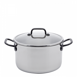 Kasserolle 24 x 13.5 cm, 6.1 lt, mit Glasdeckel Orion GAYA Inox mit Profigriffen