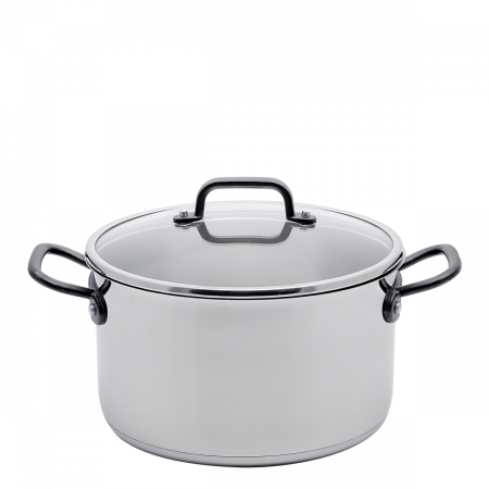 Kasserolle 24 x 13.5 cm, 6.1 lt, mit Glasdeckel Orion GAYA Inox mit Profigriffen