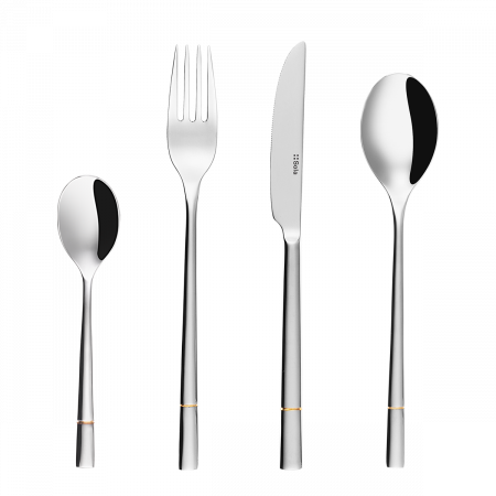 Besteckset 24-tlg. Dessert Luxus Rille teilvergoldet