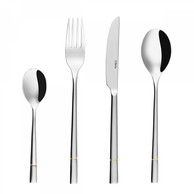 Besteckset 24-tlg. Dessert Luxus Rille teilvergoldet