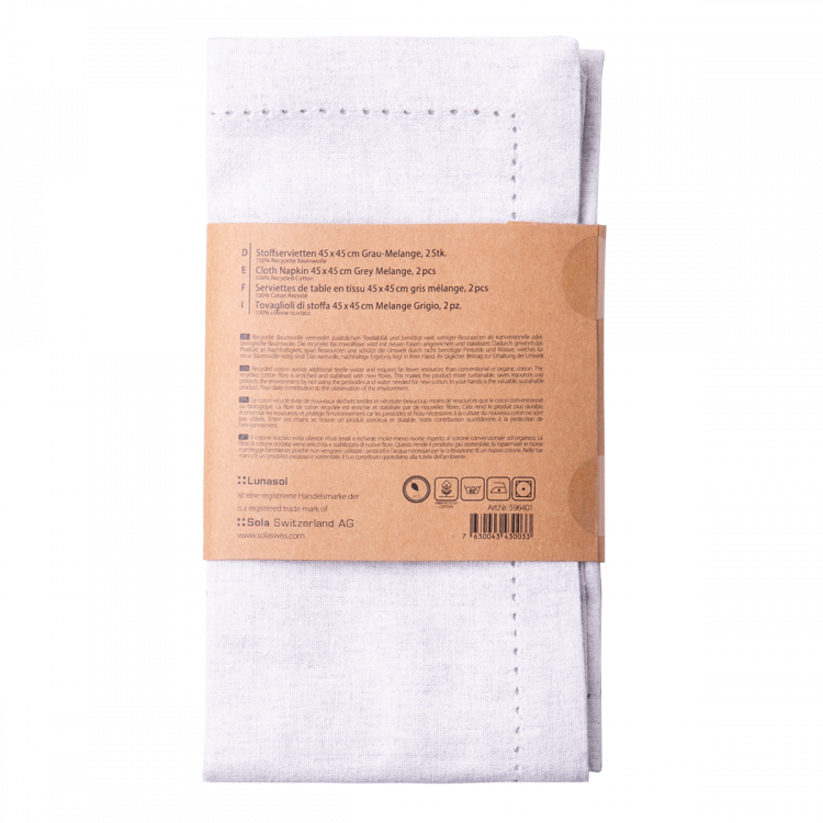 Stoffservietten 45 x 45 cm Grau-Melange, 2 Stk. - Basic Ambiente