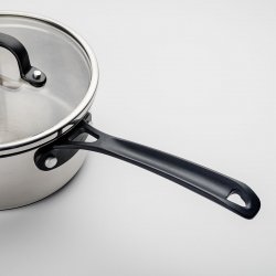 Stielkasserolle 18 x 8.5 cm, 2.1 lt mit Glasdeckel Orion GAYA Inox mit Profigriffen