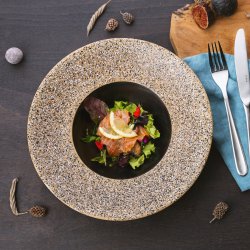 Pasta-/Gourmet Teller 27 cm Gaya RGB Sand schwarz matt Lunasol