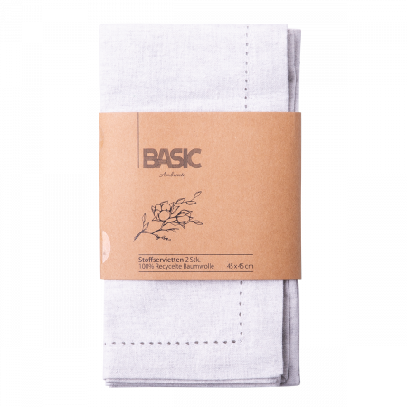 Stoffservietten 45 x 45 cm Grau-Melange, 2 Stk. - Basic Ambiente