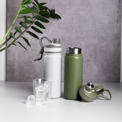 Thermo-Trinkflasche CNS Doppelwand 650 ml grau matt