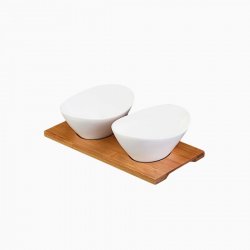 Schüssel oval mit Bambus-Tablett Set 3 tlg. - Basic