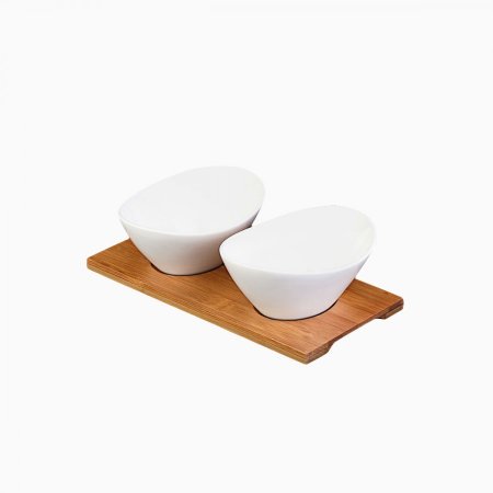 Schüssel oval mit Bambus-Tablett Set 3 tlg. - Basic