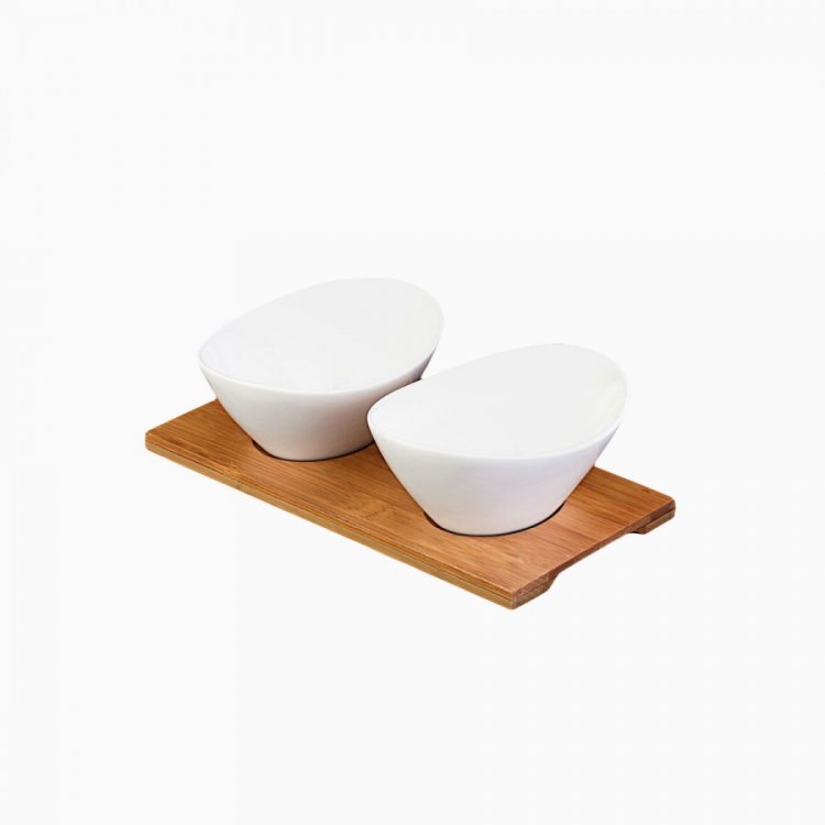 Schüssel oval mit Bambus-Tablett Set 3 tlg. - Basic
