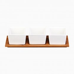 Schüsseln Set mit Bambusunterlage (4 Stk.) - Basic