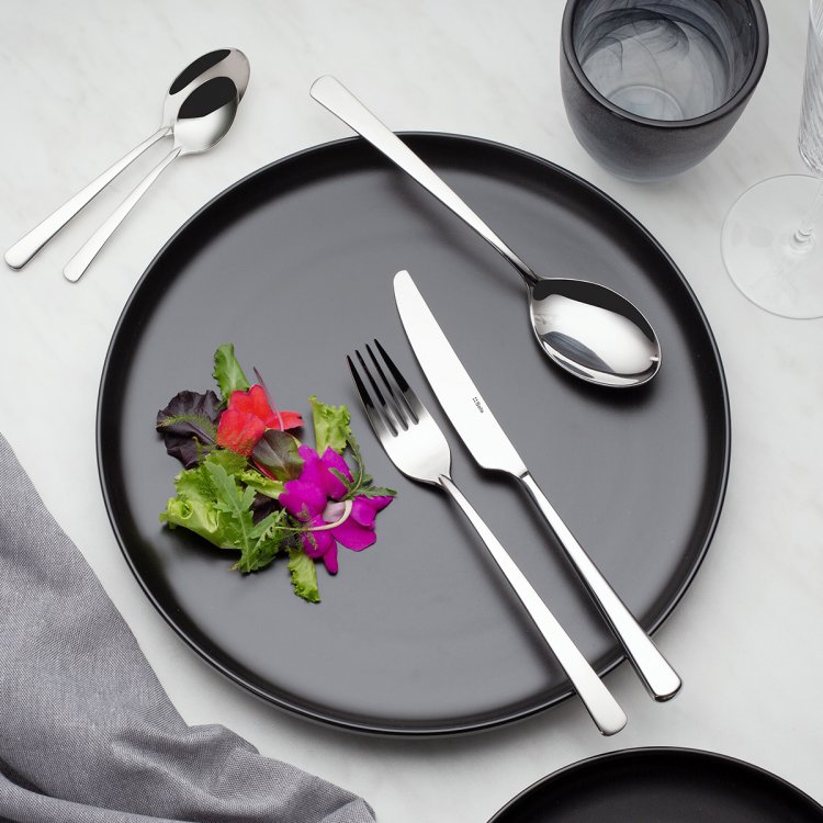 Teller flach U-Coupe schwarz 25 cm – Flow