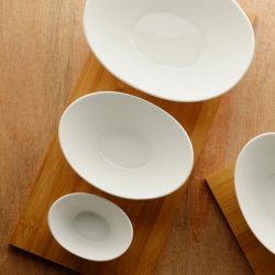 Servierschüsseln Set mit Bambusunterlage (4 Stk.) - Basic