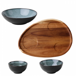 Set 4-tlg. Flowl Gaya Atelier Night Sky + Tablett Triangle Akazie