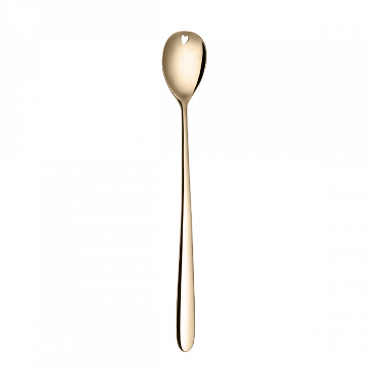 Latte-/Limonadenlöffel mit Herz PVD champagne - Love Cutlery