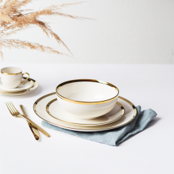Dessertteller Coupe 20.5 cm Set 4-tlg. - FLOW Lunasol mit Gold-Rand