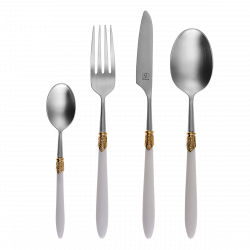 Besteckset 30-tlg. GAYA Exeter Stiel weiss matt, Ring Gold