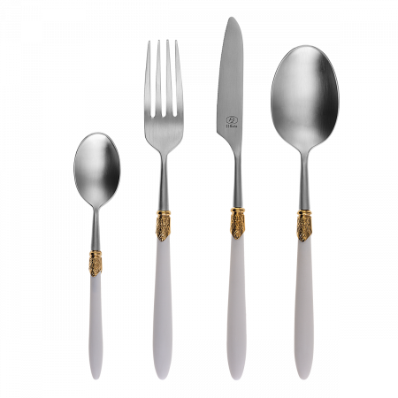 Besteckset 30-tlg. GAYA Exeter Stiel weiss matt, Ring Gold