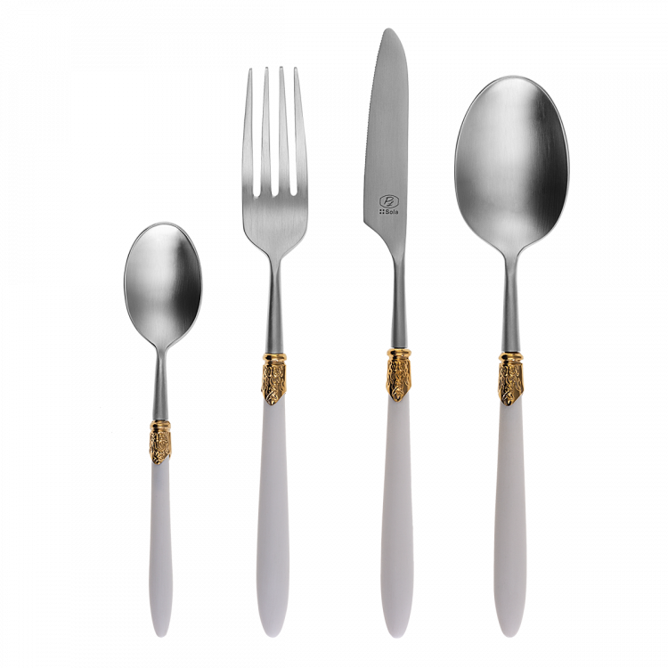 Besteckset 30-tlg. GAYA Exeter Stiel weiss matt, Ring Gold